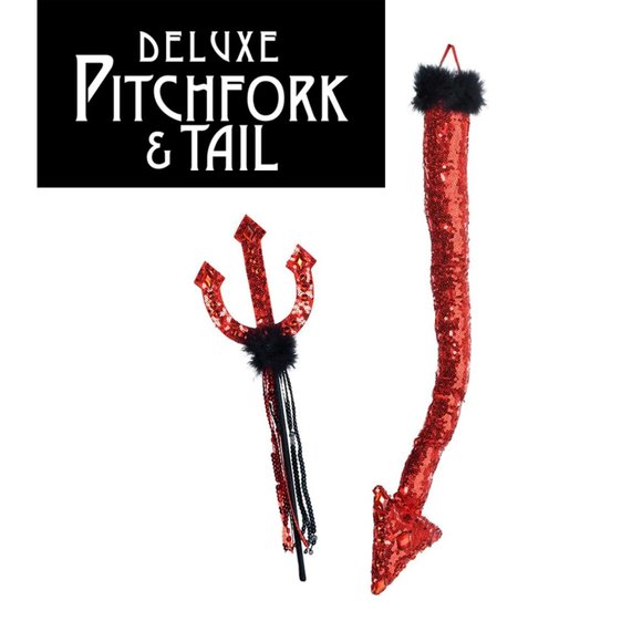 Deluxe Pitchfork & Tail Kit ~ Devil Costume Accessories - Picture 1 of 5